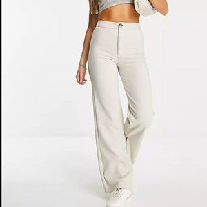 NWT STRADIVARIUS - ASOS TAILORED PANTS WITH SPLIT HEM IN ECRU SIZE 40 (8)